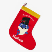 Niedlicher Hai 🦈 Spaß Fab Kids Super Ocean Großer Weihnachtsstrumpf (Vorderansicht (hängend))