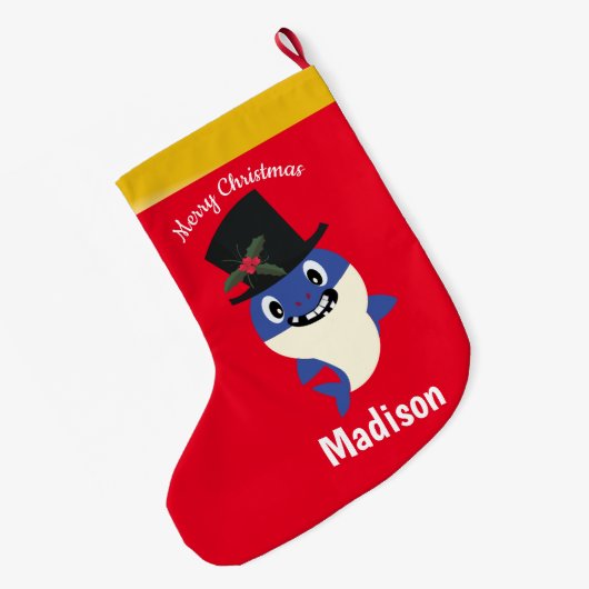 Niedlicher Hai 🦈 Spaß Fab Kids Super Ocean Großer Weihnachtsstrumpf (Rückseite (Hängend))