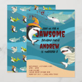 Niedlicher Hai Themenozean Halloween Geburtstagsko Einladung (Vorne/Hinten)