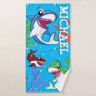 Niedlicher Hai Unterwasser Blauer Ozean Kinder Car Badhandtuch Set