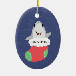 Niedlicher Hai Weihnachts-Keramik Ornament