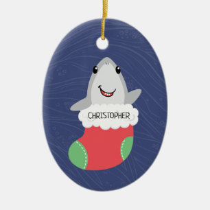 Niedlicher Hai Weihnachts-Keramik Ornament