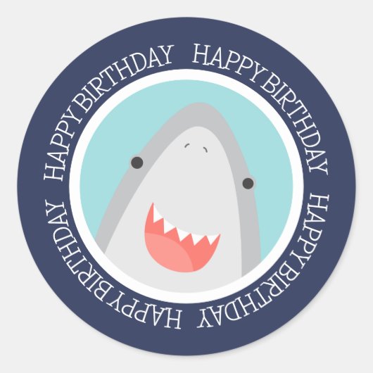 Niedlicher Hai zum Geburtstag Runder Aufkleber (Vorderseite)