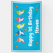 Niedlicher Haifisch-Familien-Cartoon Banner (Vertikal)