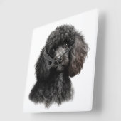 NIEDLICHER HAIRED BLACK PODLE DOG QUADRATISCHE WANDUHR (Winkel)