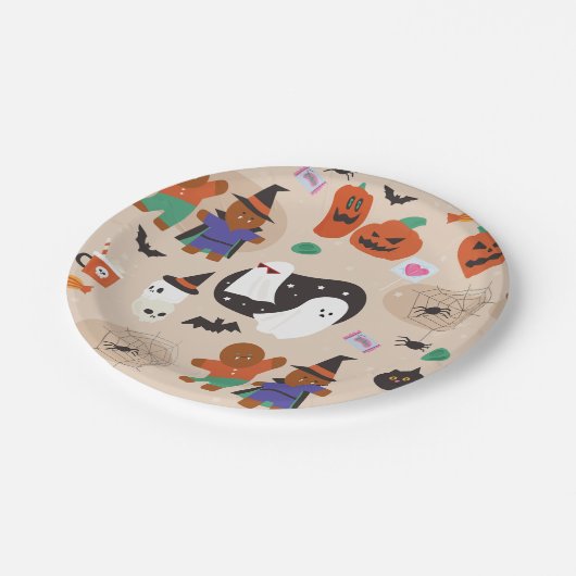 niedlicher Halbkuchen-Lebkuchenvampir Pappteller (Schrägansicht)