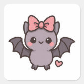 Niedlicher Halbwaschfledermaus mit rosa Bug Quadratischer Aufkleber (Vorderseite)