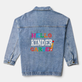 Niedlicher Hallo Erster Kindergartenlehrer zurück Jeansjacke