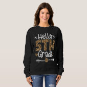 Niedlicher Hallo Fünfte Klasse Leopard Glückwunsch Sweatshirt (Vorne ganz)