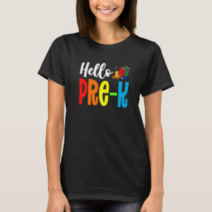 Niedlicher Hallo Pre K zurück zum ersten Schultag T-Shirt
