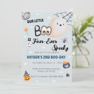 Niedlicher Halloween 4. Geburtstag Junge Vier je S Einladung