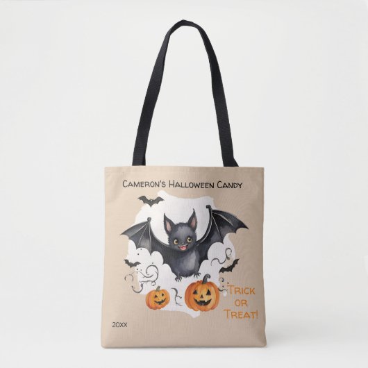 Niedlicher Halloween Bat Candy Trick oder Trete Tasche (Vorderseite)