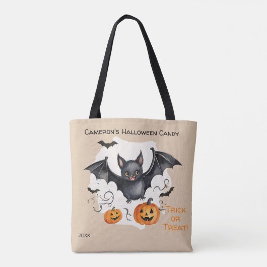Niedlicher Halloween Bat Candy Trick oder Trete Tasche (Rückseite)