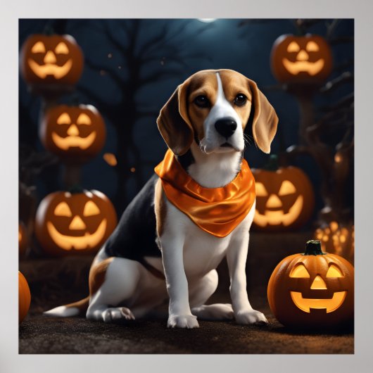 Niedlicher Halloween Beagle Hund Welpe in Costume Poster (Vorne)