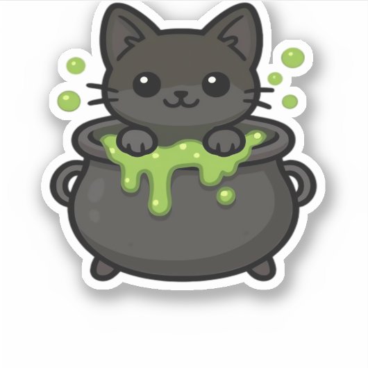 Niedlicher Halloween Black Cat Classic T - Shirt Aufkleber (Vorderseite)