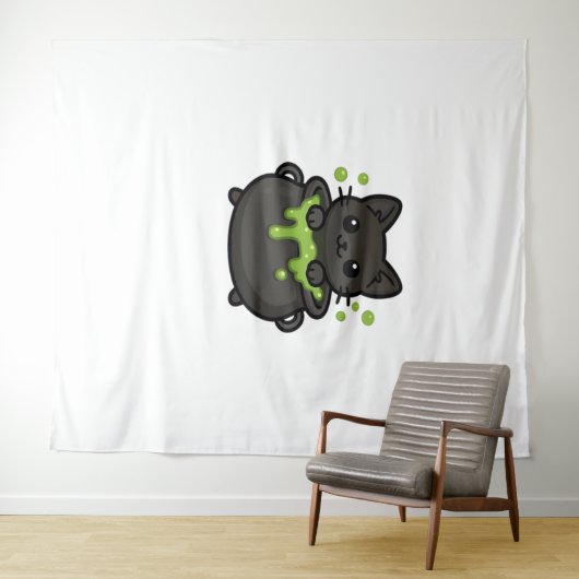 Niedlicher Halloween Black Cat Classic T - Shirt Wandteppich (Beispiel (Horizontal))