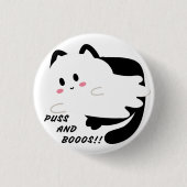 Niedlicher Halloween Black Cat Ghost Boo Button (Vorderseite)