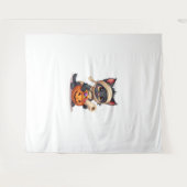Niedlicher Halloween Black Cat Pumpkin Trick oder Wandteppich (Vorderseite (Horizontal))