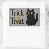 Niedlicher Halloween Black Cat Trick oder Treat Rechteckiger Aufkleber (Tasche)