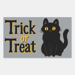 Niedlicher Halloween Black Cat Trick oder Treat Rechteckiger Aufkleber