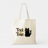 Niedlicher Halloween Black Cat Trick oder Treat Tragetasche (Rückseite)