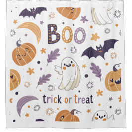 "Niedlicher Halloween Boo Ghost & Pumpkin-Duschvor Duschvorhang