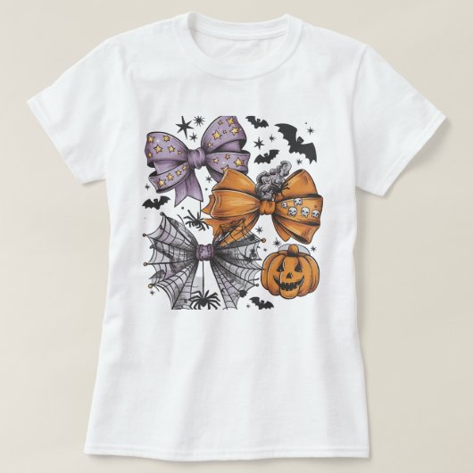 Niedlicher Halloween Bow T - Shirt - Lila Starry B (Design vorne)