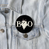 Niedlicher Halloween Button - "Boo"-Geist mit Bow (Beispiel)