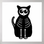 Niedlicher Halloween Cartoon Cat Skeleton Poster (Vorne)