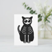 Niedlicher Halloween Cartoon Cat Skeleton Postkarte (Stehend Vorderseite)