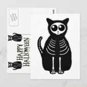 Niedlicher Halloween Cartoon Cat Skeleton Postkarte (Vorne/Hinten)