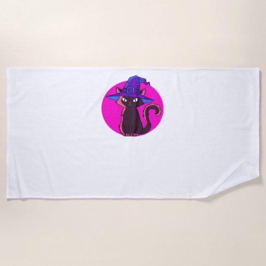 Niedlicher Halloween Cat Oversifizierter T - Shirt Strandtuch (Vorderseite)