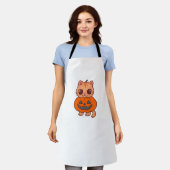 Niedlicher Halloween Cat T - Shirt - Zwei Kawaii C Schürze (Getragen)