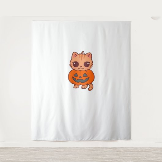 Niedlicher Halloween Cat T - Shirt - Zwei Kawaii C Wandteppich (Vorderseite)