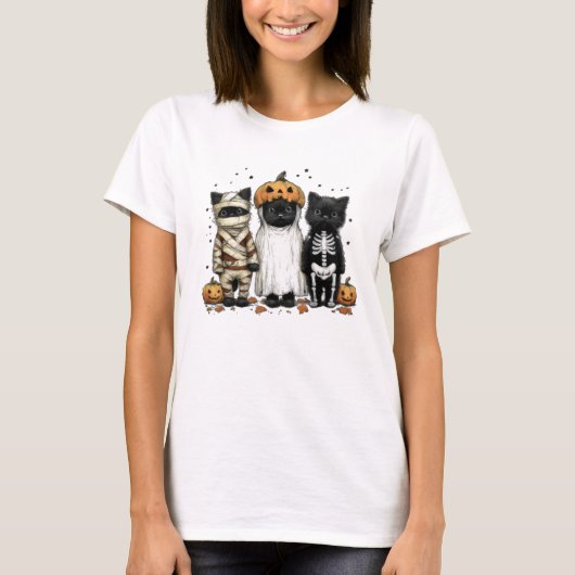 Niedlicher Halloween Cats Kostümbildner T - Shirt (Vorderseite)