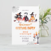 Niedlicher Halloween Costume Party zum Geburtstag Einladung (Stehend Vorderseite)