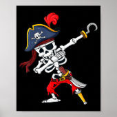 Niedlicher Halloween Dabbing Pirate Skeleton Spaß Poster (Vorne)