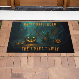Niedlicher Halloween-Drache mit Beängstigenden Pum Fußmatte