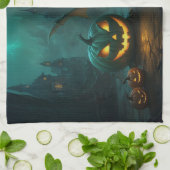 Niedlicher Halloween-Drache mit Beängstigenden Pum Geschirrtuch (Gefaltet)