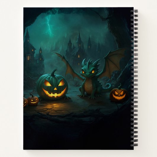 Niedlicher Halloween-Drache mit Beängstigenden Pum Notizblock (Rückseite)