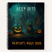Niedlicher Halloween-Drache mit Beängstigenden Pum Notizblock (Vorderseite)