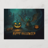 Niedlicher Halloween-Drache mit Beängstigenden Pum Postkarte (Vorderseite)
