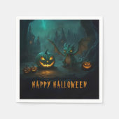 Niedlicher Halloween-Drache mit Beängstigenden Pum Serviette (Vorderseite)