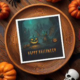 Niedlicher Halloween-Drache mit Beängstigenden Pum Serviette