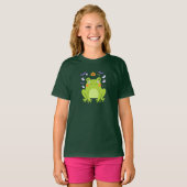 Niedlicher Halloween Frosch mit Geisterfreunden T-Shirt (Vorne ganz)