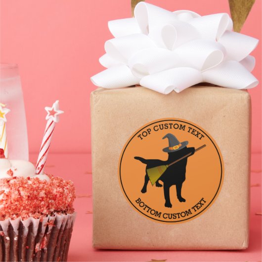 Niedlicher Halloween Funny Black Lab Hund Hexe Cus Runder Aufkleber (Party)