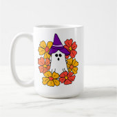 Niedlicher Halloween-Geist-Blume-Kranz Kaffeetasse (Links)