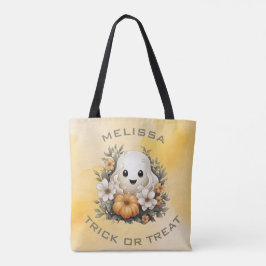 Niedlicher Halloween-Geist in Blume-Patch mit Pump Tasche