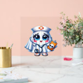 Niedlicher Halloween-Geist in einer Krankenschwest Acrylschild (Hochzeit)