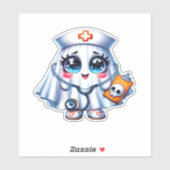 Niedlicher Halloween-Geist in einer Krankenschwest Aufkleber (Blatt)